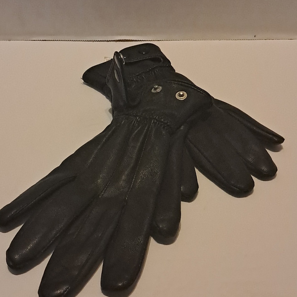 Women Black Leather Gloves with Double Snap Driving Outerwear Soft Comfy - Picture 3 of 7